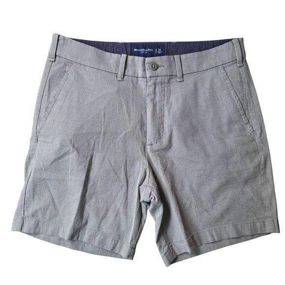 Abercrombie & Fitch Mens Stretch Shorts Size 31 Gray Striped Zip & Button Close - Picture 1 of 8